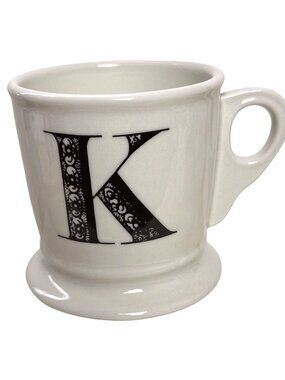 Anthropologie Coffee Mug Letter K Monogram Initial Alphabet Farmhouse Minimalist